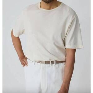 NEW STOFFA cotton silk pique t-shirt in ivory